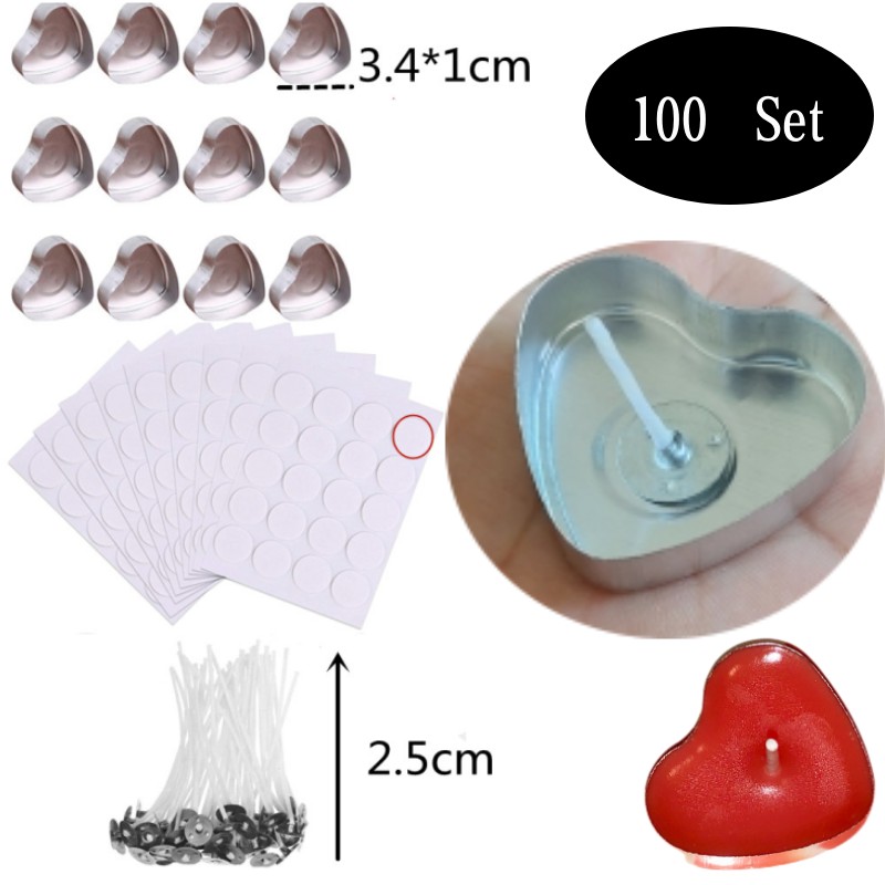 Candle Supplies Tins - 100 세트 하트 모양의 빈 알루미늄