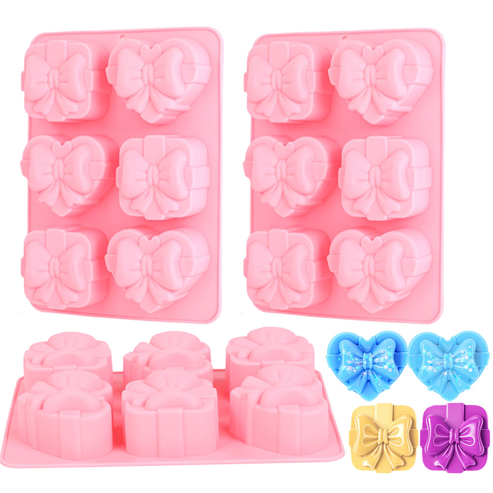Candle Supplies Tins - 사각형 하트 모양 실리콘 몰드 6구